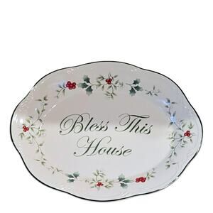 Pfaltzgraff Winterberry Bless This House Christmas Plate/Platter New in Box!